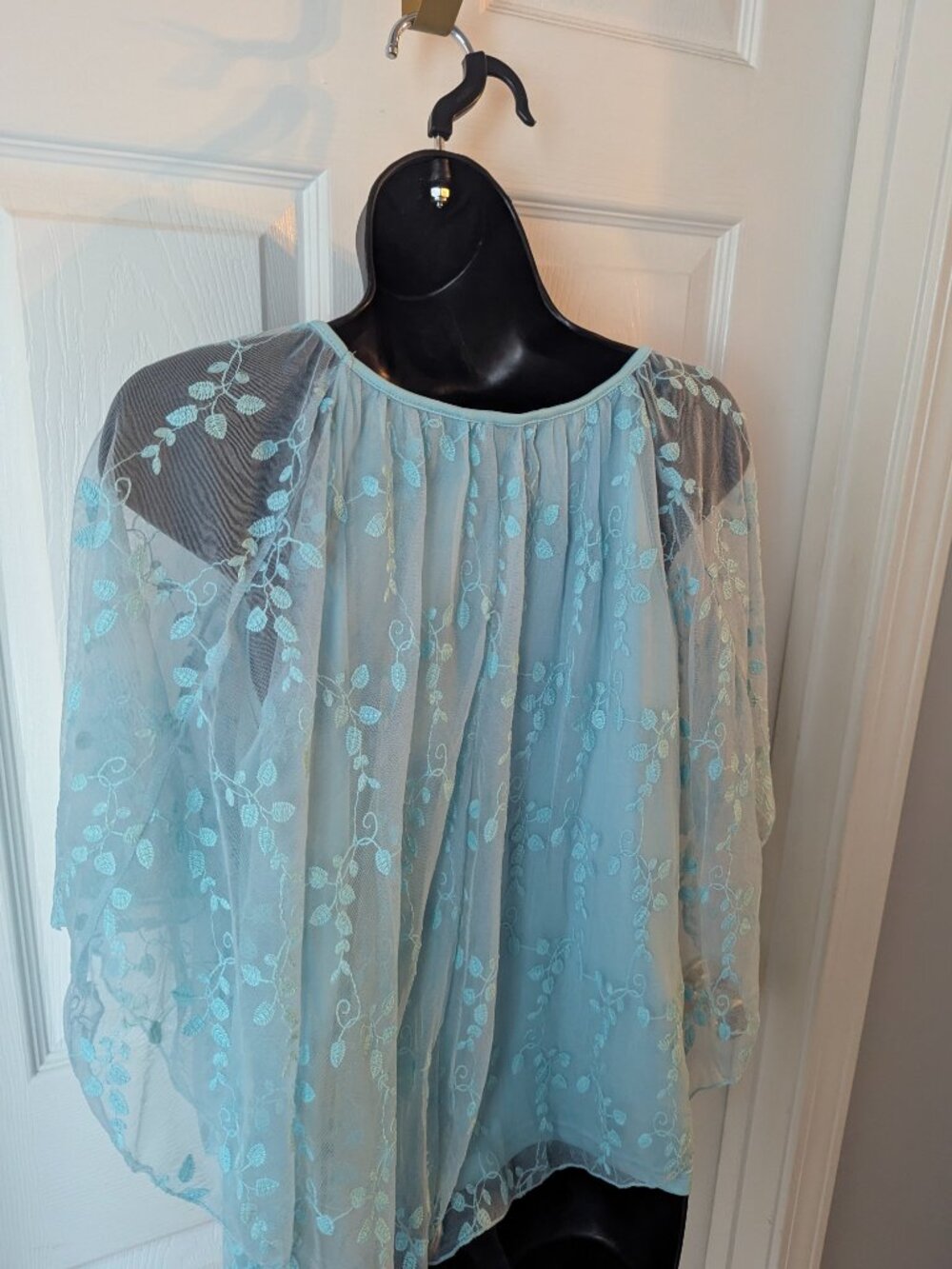 Est 1946 aqua blue sheer top with lining - S - Picture 5 of 6